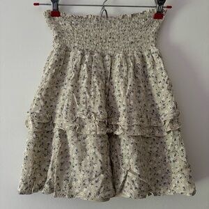 Extra Small Kendall and Kylie Jenner Midi Floral Crema Tan Skirt